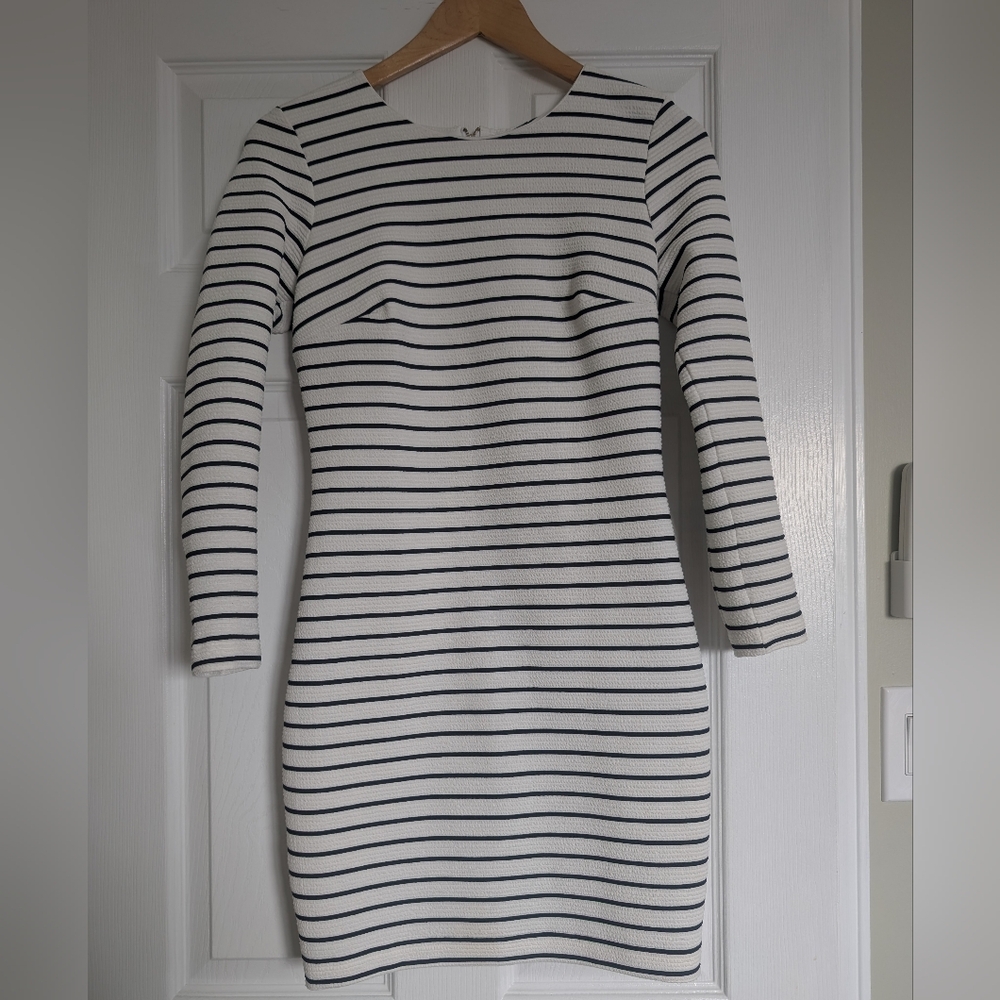 Dynamite Black and White Striped Long Sleeve Dress